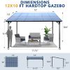 10' x 12' Outdoor Pergola Gazebo,Wall-Mounted Lean to Metal Awning Gazebo with Roof,Large Heavy Duty for Patio,Decks,Backyard