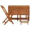 Balcony Planter Table with 2 Bistro Chairs Solid Acacia Wood