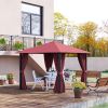 10' x 10' Patio Gazebo Aluminum Frame Outdoor Canopy Shelter with Sidewalls, Vented Roof for Garden, Lawn, Backyard, and Deck, Wine Red