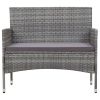 4 Piece Garden Lounge Set with Cushions Poly Rattan Gray