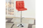 Red Faux Leather Bar Stool Counter Height Chairs Set of 2 Adjustable Height w Gas lift Kitchen Island Stools Modern