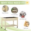 Outsunny Raised Garden Bed, 47" x 22" x 33", Elevated Wooden Planter Box w/ Lockable Wheels, Storage Shelf, and Bed Liner for Backyard, Patio, Natural