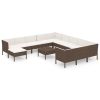 13 Piece Patio Lounge Set with Cushions Poly Rattan Brown