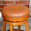 30" Bar Stool, Natural Finish, Saddle Leather Seat