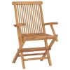 Folding Patio Chairs 3 pcs Solid Teak Wood