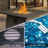 28 Inch Propane Fire Pits Table with Blue Glass Ball,50,000 BTU Outdoor Wicker Fire Table with ETL-Certified