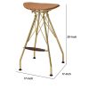 Metal Backless Barstool with Flared legs and Braces Support, Set of 2, Gold