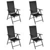 5 Piece Patio Dining Set Aluminum and Textilene Black