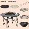 35.5 Feet Patio Fire Pit Dining Table With Cooking BBQ Grate