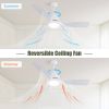 54 Inch White ABS Ceiling Fan 6 Speed Smart Remote Control Dimmable Reversible DC Motor For Living Room