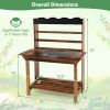 Wooden Potting Bench Table Outdoor Mud Kitchen with Solid Fir Wood Frame