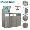 Garbage Bin Shed Stores 2 Trash Cans Metal Outdoor Bin Shed for Garbage Storage,Stainless Galvanized Steel, Bin Shed for Garden Yard Lawn,Grey