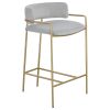 Grey and Gold Low Back Upholstered Stool