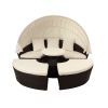 Patio Furniture Round Outdoor Sectional Sofa Set Rattan Daybed Sunbed with Retractable Canopy, Separate Seating and Removable Cushion (Beige)