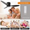 42" Flush Mount Ceiling Fan without light, 3 Reversible Blades, with 6 Speeds Reversible DC Motor