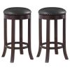 Dark Brown and Medium Brown Swivel Bar Stools (Set of 2)