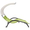 Double Sun Lounger with Canopy Textilene Green