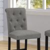 Leviton Solid Wood Tufted Asons Barstool, Set of 2, Grey