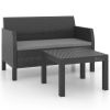 2 Piece Garden Lounge Set with Cushions PP Anthracite