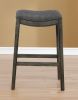 Maroni Whitewash Finish Faric Upholstery Nailheaded Saddle Barstool in Gray, Set of 2