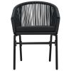 3 Piece Bistro Set with Cushions PVC Rattan Black