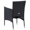 3 Piece Patio Dining Set with Cushions Poly Rattan Black