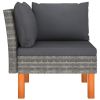 Corner Sofa Poly Rattan and Solid Eucalyptus Wood