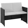 6 Piece Outdoor Dining Set with Cushions Poly Rattan Black