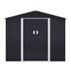 6 x 8 Ft Outdoor Storage Shed, Patio Steel Metal Shed w/Lockable Sliding Doors, Vents, Yard Tool House for Bike Lawnmower, Dark Gray