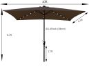 10 x 6.5t Rectangular Patio Umbrella Solar LED Lighted Outdoor Market Table Waterproof Umbrellas Sunshade with Crank and Push Button Tilt for Garden D