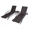 Sun Loungers with Table Poly Rattan Brown