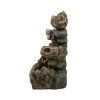 18.9x16.1x30.3" Decorative 5 Tier Wood Rock Inspired Water Fountain with Lights and Pump, Brown