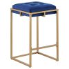 Blue and Gold Square Counter Height Stools (Set of 2)