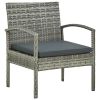 4 Piece Patio Lounge Set with Cushions Poly Rattan Gray