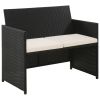 4 Piece Garden Lounge with Cushions Set Poly Rattan Black