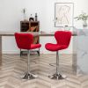 Ellston Upholstered Adjustable Swivel Barstools in Red, Set of 2