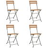 Folding Bistro Chairs 4 pcs Solid Wood Teak and Steel