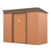 4.2 x 9.1 Ft Outdoor Storage Shed, Metal Tool Shed with Lockable Doors Vents, Utility Garden Shed for Patio Lawn Backyard,Brown