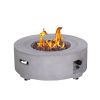 Diameter 30 Inch x 11 Inch Round Faux Concrete Texture Propane Gray Fire Pit With PVC Weather Cover