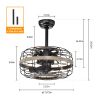 18'' Farmhouse Ceiling Fans Light - Caged Ceiling Fan with Remote Control (3-Speeds Adjustable)