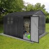 Metal garden sheds 10ftx8ft outdoor storage sheds Dark-grey with window