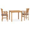 3 Piece Garden Dining Set with Cushions Solid Teak Wood