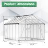 8' x 10' Polycarbonate Outdoor Greenhouse, Aluminum Walk-in Green House w/ 5-Level Adjustable Vents, Gutter and Door