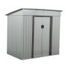 4 x 6 Ft Outdoor Storage Shed, Patio Steel Metal Shed w/Lockable Sliding Doors, Vents, House for Backyard Garden Patio Lawn