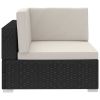 3 Piece Garden Sofa Set with Cushions Poly Rattan Black