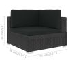 Sectional Corner Chairs 2 pcs with Cushions Poly Rattan Black