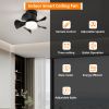 21'' low noise matte black abs blade remote ceiling fan with led light for Kitchen Bedroom Dining room Toilet Patio (Matt Black)