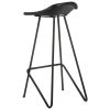 Bar Stools 4 pcs Black Real Leather