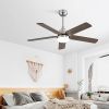 42 Inch Ceiling Fan 5 Blades Noiseless Reversible Dc Motor Remote Control With Led Light