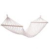 Outdoor Wood Pole Cotton Rope Hammock Garden Patio Yard Hanging Sleep Bed